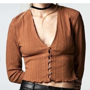 ZARA brown cropped cardigan